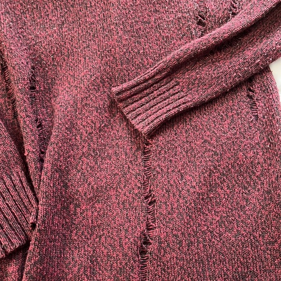Maroon/Black Tunic Sweater with distressing - Picture 4 of 5